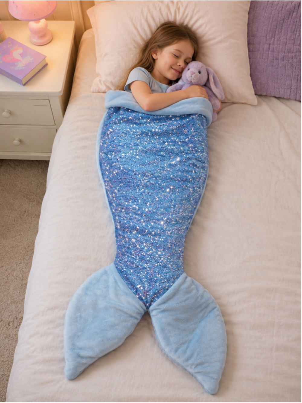 Cynthia Rowley Blue Sequin Mermaid Tail Blanket Summer Sale